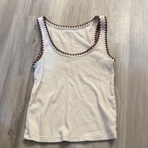 Old Navy Cream Tank Top with Brown Trim